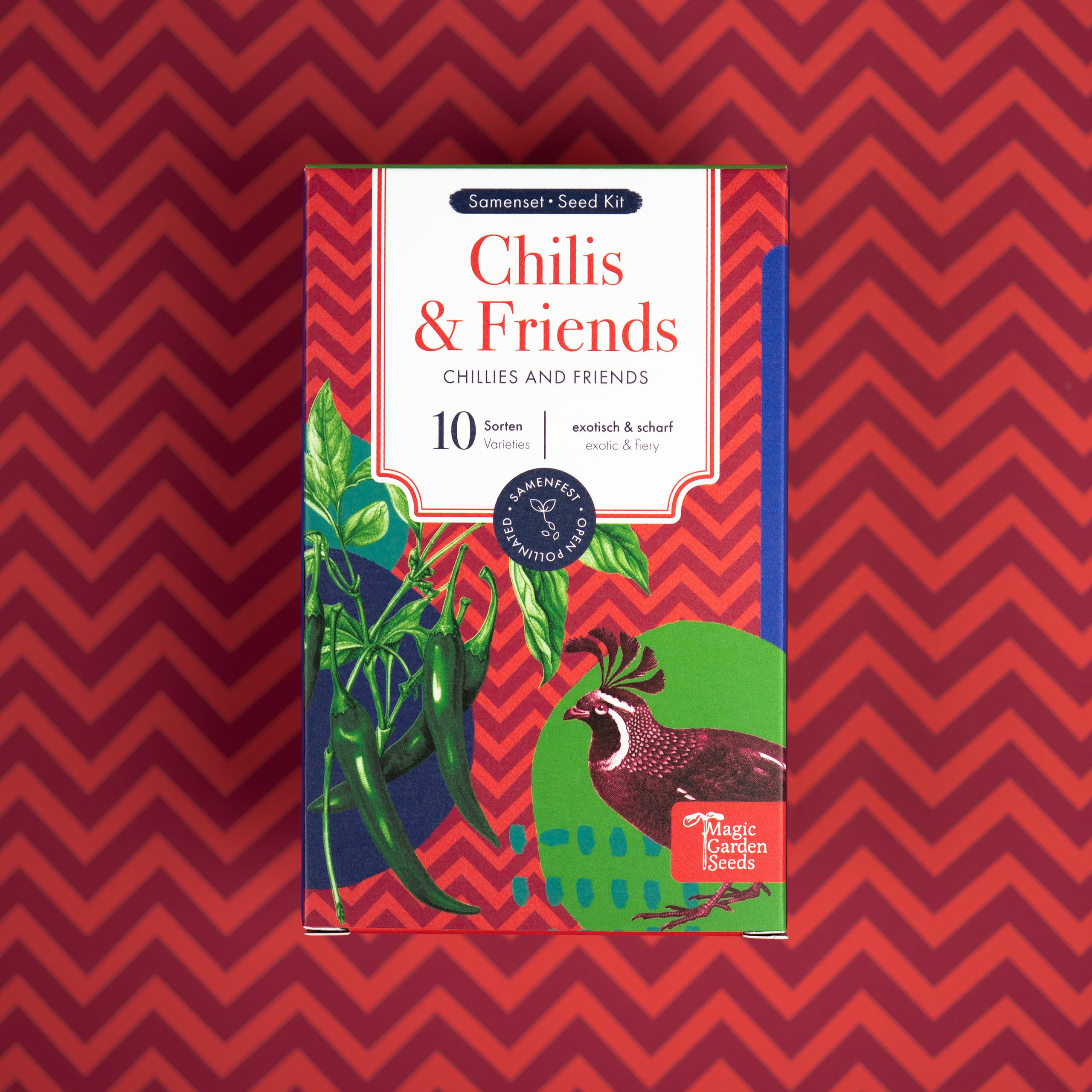 Chilis & Friends - 10 odpornych na nasiona odmian chili i ziół - egzotyczne i pikantne - zestaw nasion na mały prezent lub do użytku osobistego