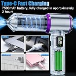 Handheld Car Vacuum Cordless with Air Duster, 30-Min Runtime 20000Pa Suction, Portable Rechargeable Small Handheld Vacuum for Car Detailing Interior Cleaning Pet Hair,Silver&Purple