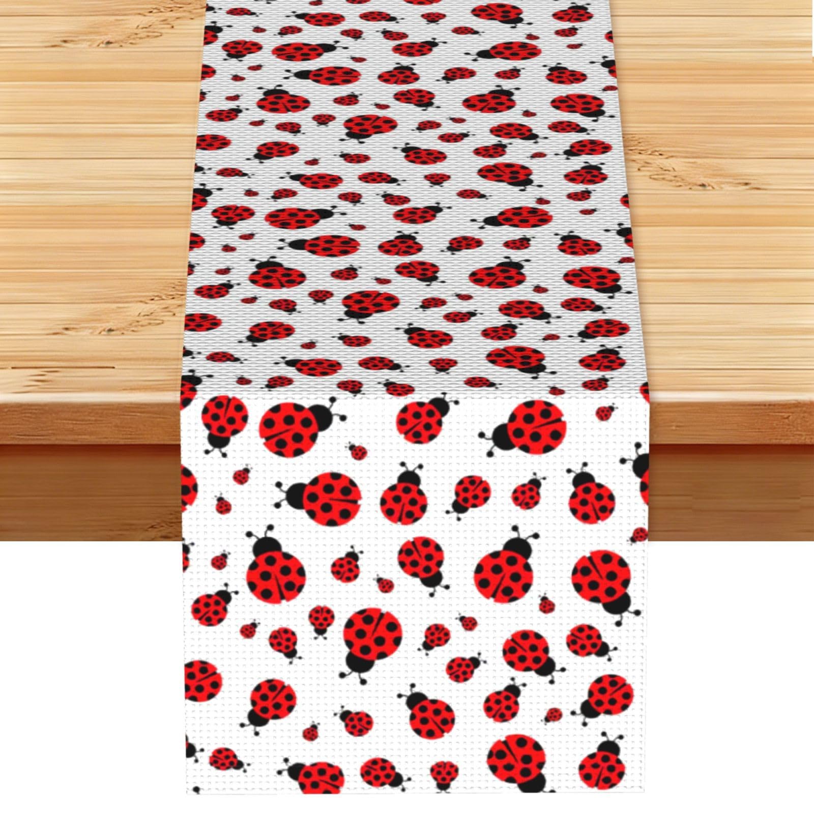 Ladybug Multi Purpose Table Runner for Home Decor, Printed Table Cloth for Kitchen Table, Countertops & Dining Area