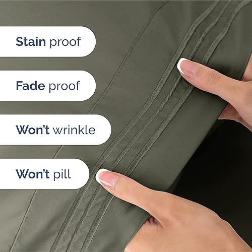 Vista 1673 de Juego de sábanas de 4 piezas tamaño king, extrasuaves, transpirables y refrescantes con esquinas profundas, sábanas de fácil ajuste y sin arrugas