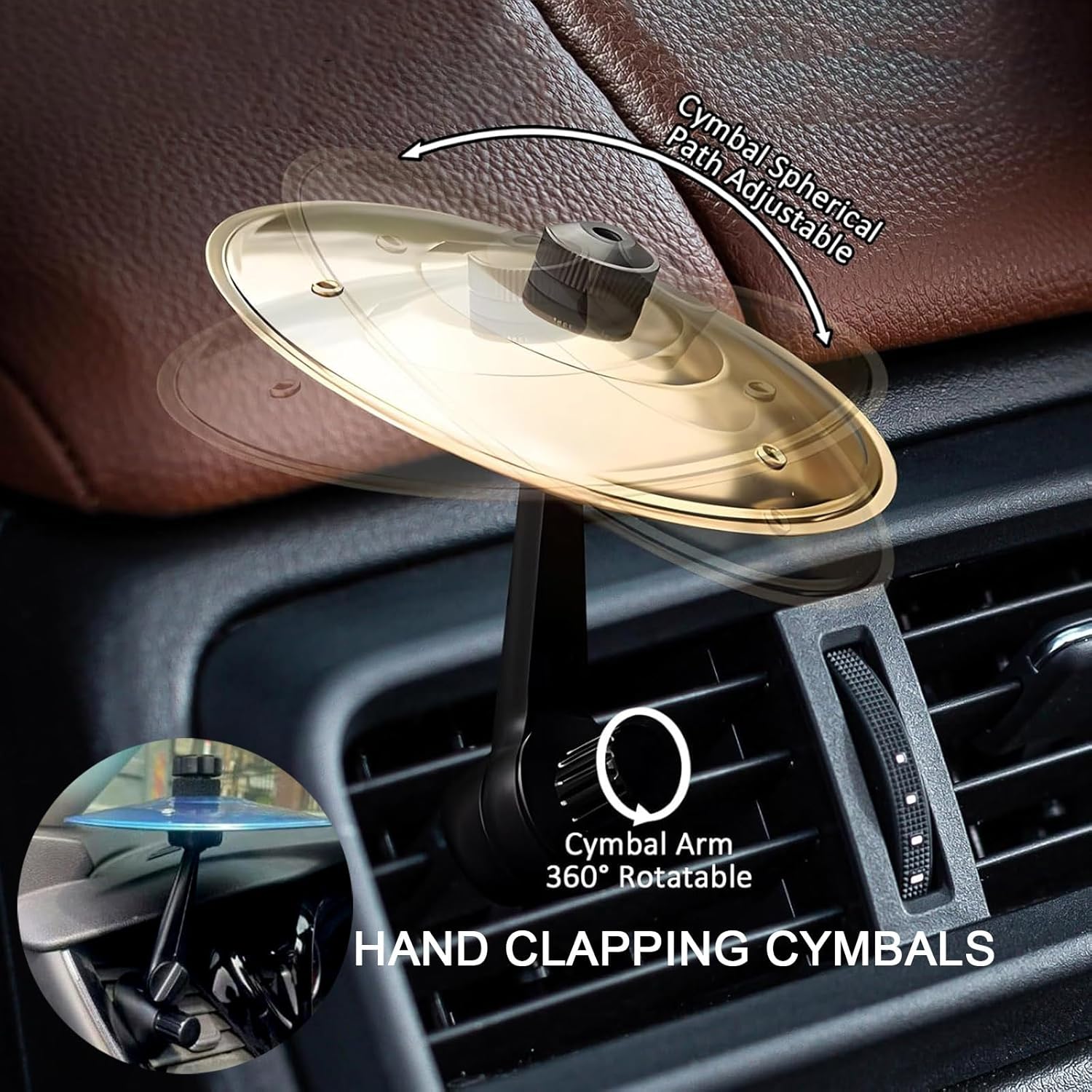 Car Cymbal Air Vent for Fun Driving Easy Clip-On Mini Drum Compact Durable Music Accessory Perfect Ride Suitable 3 Automotive Air Conditioner Cleaner Brush for Music Lovers All Types of Vehicles(2pc)