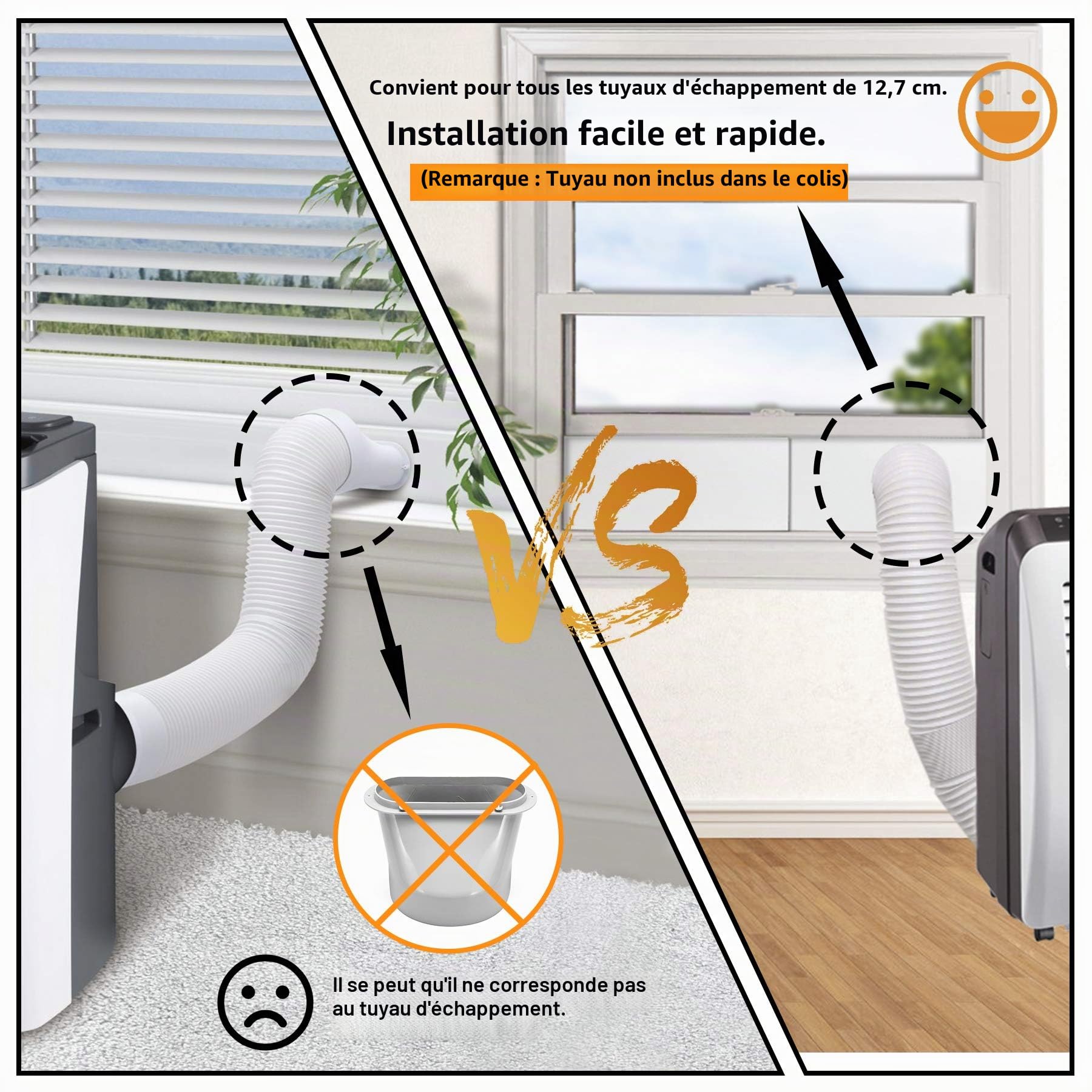 LBG Products Kit de plaques d'étanchéité de fenêtre pour unités de climatisation portables, kit d'aération en plastique pour fenêtres et portes coulissantes, panneaux de longueur réglable pour tuyau