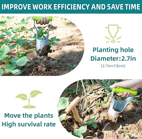 Miniatura 8 de Juego de herramientas para plantar jardinería, conveniente para cavar agujerosllenar hoyos, con marcado de profundidad, plantas más uniformes,