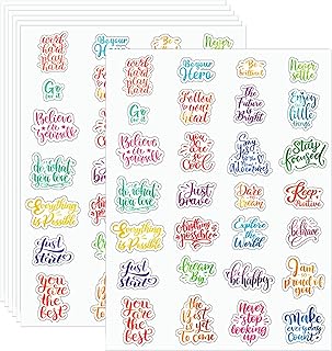 Glenmal 840 Pieces Inspirational Sticker Aesthetic Words Sticker Inspirational Quote Sticker Word Sayings Sticker Motivational Scrapbooking Sticker for Teens Journaling Scrapbook (Rainbow Color)