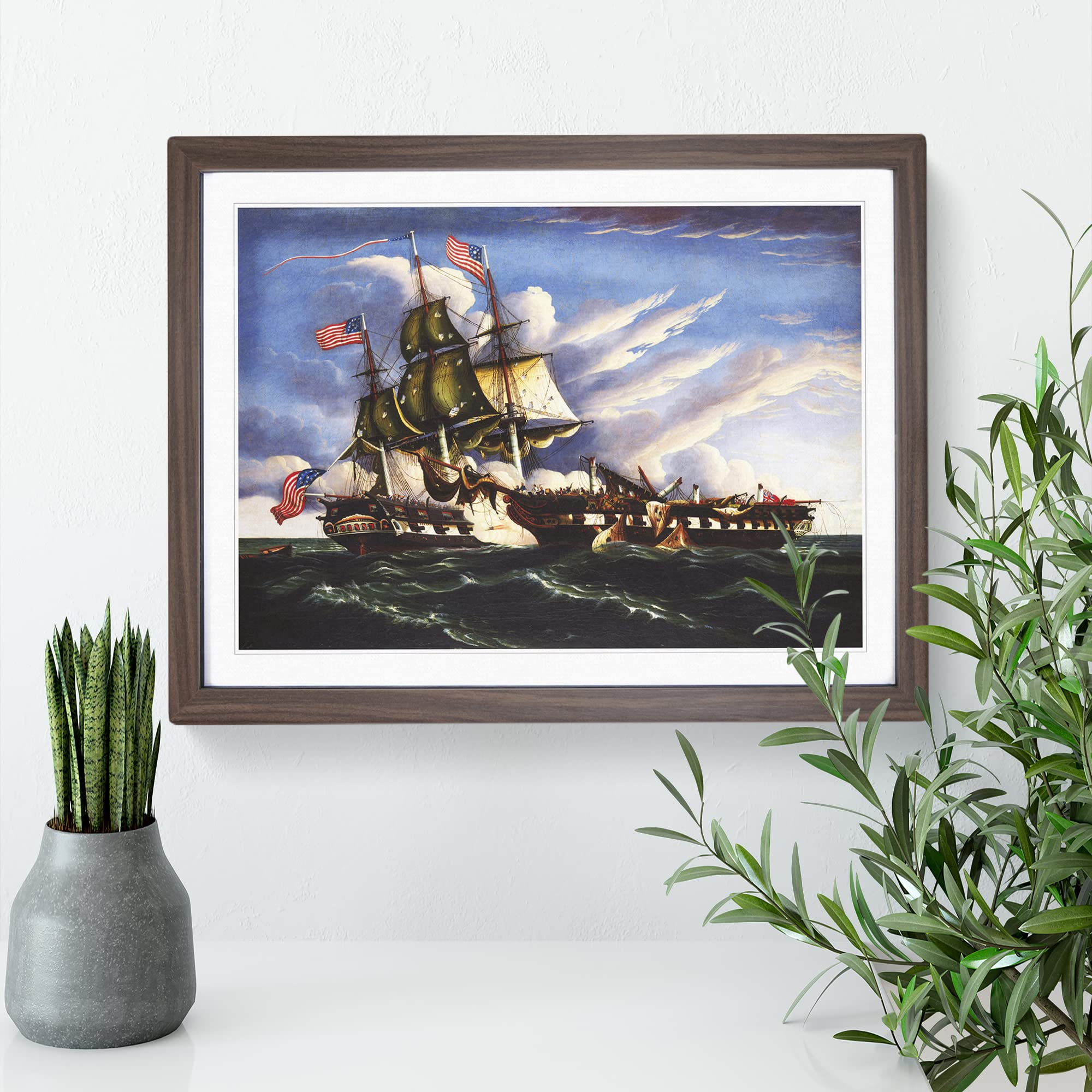 The Constitution And The Guerriere By Thomas Chambers Classic Painting Framed Wall Art Print - Image 3