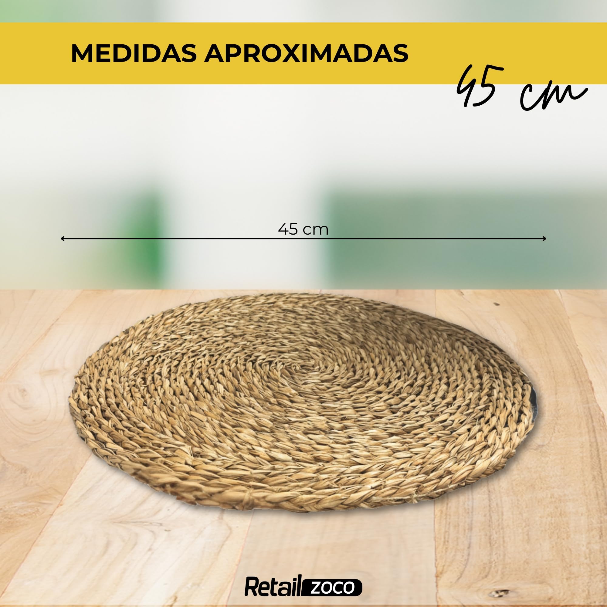 Salvamantel Mimbre Redondo, Mantel Individual, Bajoplatos Redondos, Bajoplatos Mimbre, Apto para el hogar y restaurantes, Resistente al Calor, Diámetro de 45 cm, Pack de 12 Salvamanteles