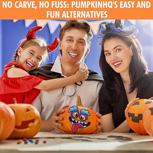 Miniatura 5 de Calcomanías de calabaza de Halloween para niños, 30 calcomanías de vinilo de cara de calabaza para niños, calcomanías vibrantes que no se repiten