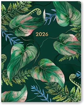High Note 2026 Monthly Planner, 17-Month Planner August 2025 December 2026, 7.75" x 9.75", Greenery with Flexible Cover, Gold Foil, Project & Goal Planning Pages