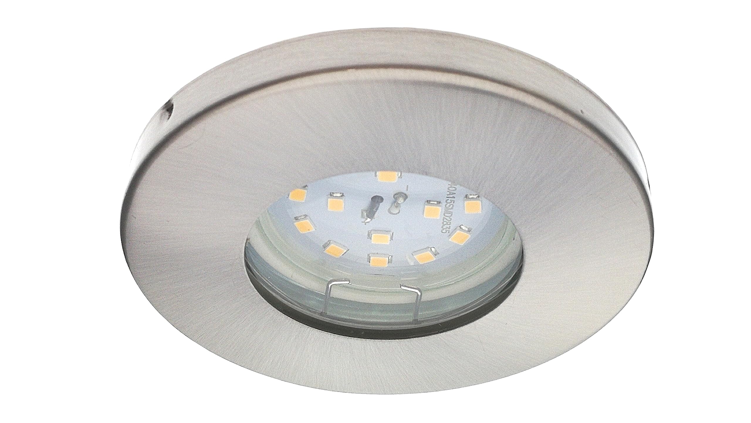 Trango 6er Set 6729IP65-062MO LED Einbaustrahler IP65 aus Edelstahl gebürstet inkl. 6x 5 Watt 3000K warmweiß Ultra Flach LED Modul für Bad, Dusche, Einbauspots, Deckenstrahler, Deckenlampe, Badleuchte
