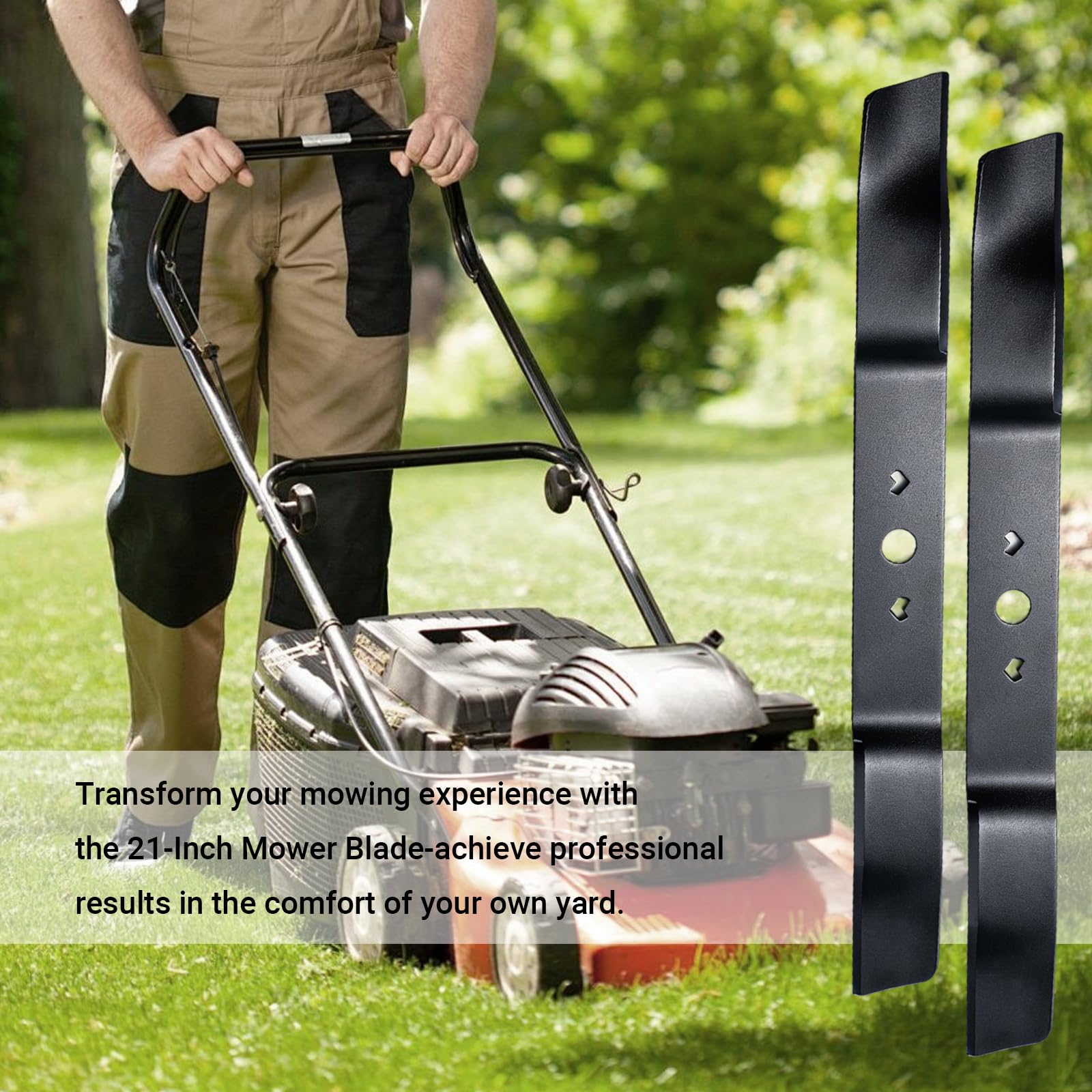 Rasenmähermesser, 53,3 cm, 2 Stück, kompatibel mit Greenworks 53,3 cm Rasenmähermesser, passend für MO40L03, MO48L4422, MO40L4413, C3208101 Rasenmäher, robuste scharfe Ersatzklinge