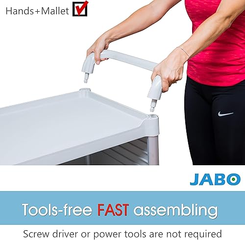 Miniatura 8 de Jabo Equip JBG-3D2 - Carrito médico grande con cerradura de 3 estantes, tamaño total, 34.43 x 19.69 pulgadas de largo, tapa de carga de 606 libras,