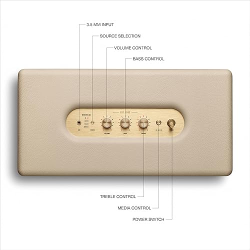 Miniatura 6 de Marshall Woburn III - Altavoz Bluetooth para el hogar, sonido estéreo fuerte con controles de graves y agudos, alimentado con enchufe, compatible