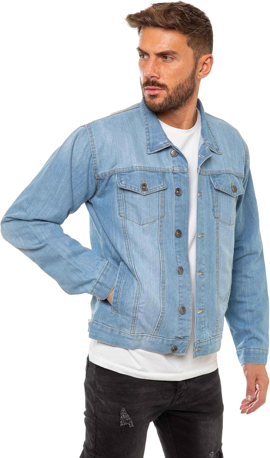 989Zé ENZO Mens Jacket Casual Classic Denim Regular Fit