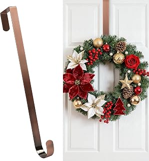HOOSUN Wreath Hanger for Front Door for Christmas Decorations,12 Inches Metal Wreath Hanger for Fall Decor,20 Lbs Over The Door Hooks for Front Porch Home Decor Valentines Day Decorations