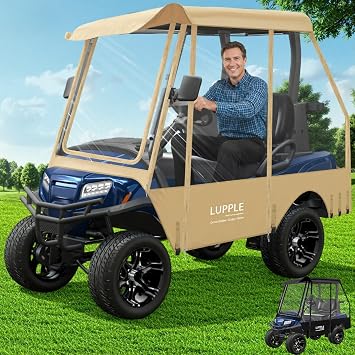 Golf Cart Enclosure for EZGO TXT/RXV, Express S6 and L6, Wind Cover Fits 2 4 6 Passenger Carts, 600D Heavy Duty Oxford Enclosure, Tool-Free Setup & Easy Access