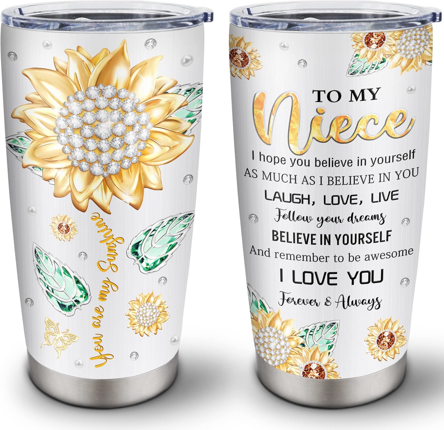 Muilzon Niece Gifts from Auntie/Uncle Tumblers 20oz, Niece