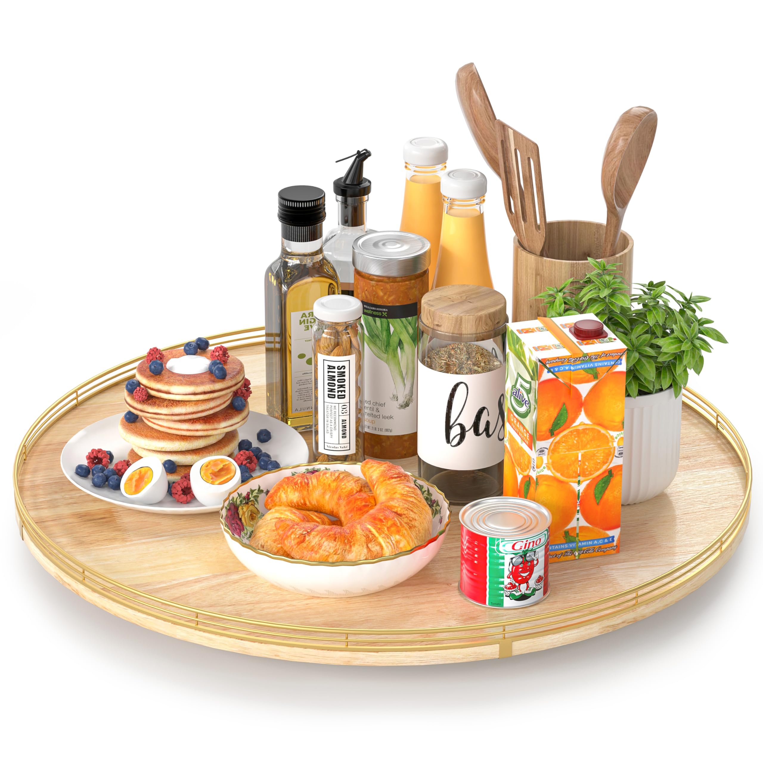 Photo 1 of ***DAMAGED*** 24 Inch Extra Large Lazy Susan Turntable - Premium Solid Oak Wood & Iron | Rustic Farmhouse Rotating Tray for Dining Table, Kitchen Countertop, Centerpiece Decor | Smooth 360° Spin | Durable & Stylish