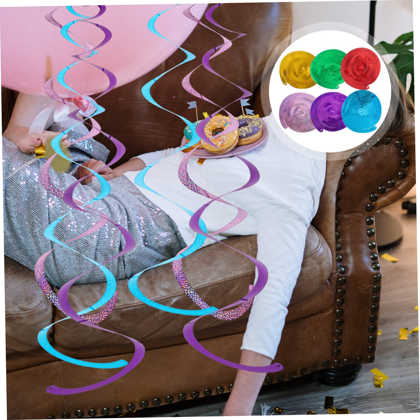 Amosfun 25 Set decorazione della festa decorazioni natalizie natale decorazioni ricciolo appeso alla festa decorazioni del soffitto appese decorazioni a turbinio per feste sospeso