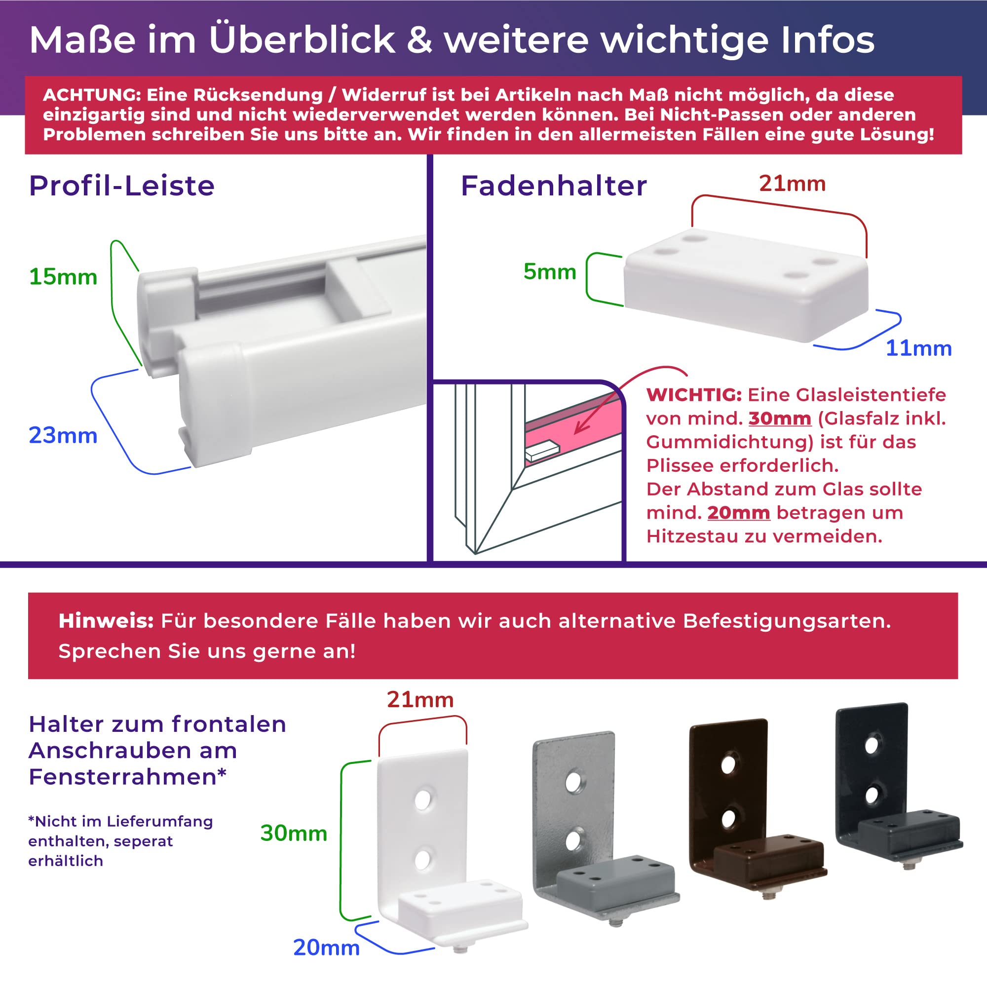 SchattenFreude Plissee nach Maß für Fenster & Tür | Zum Anschrauben in der Glasleiste | Silber, Breite: 200-500mm x Höhe: 1501-2000mm