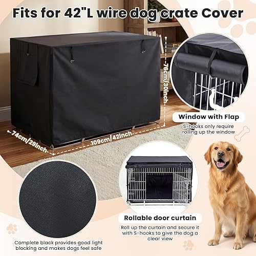 Miniatura 3 de Lounsweer Juego de 3 fundas para jaulas de perro con funda para perrera, alfombrilla de cama y almohadilla para parachoques, accesorios de sombrilla