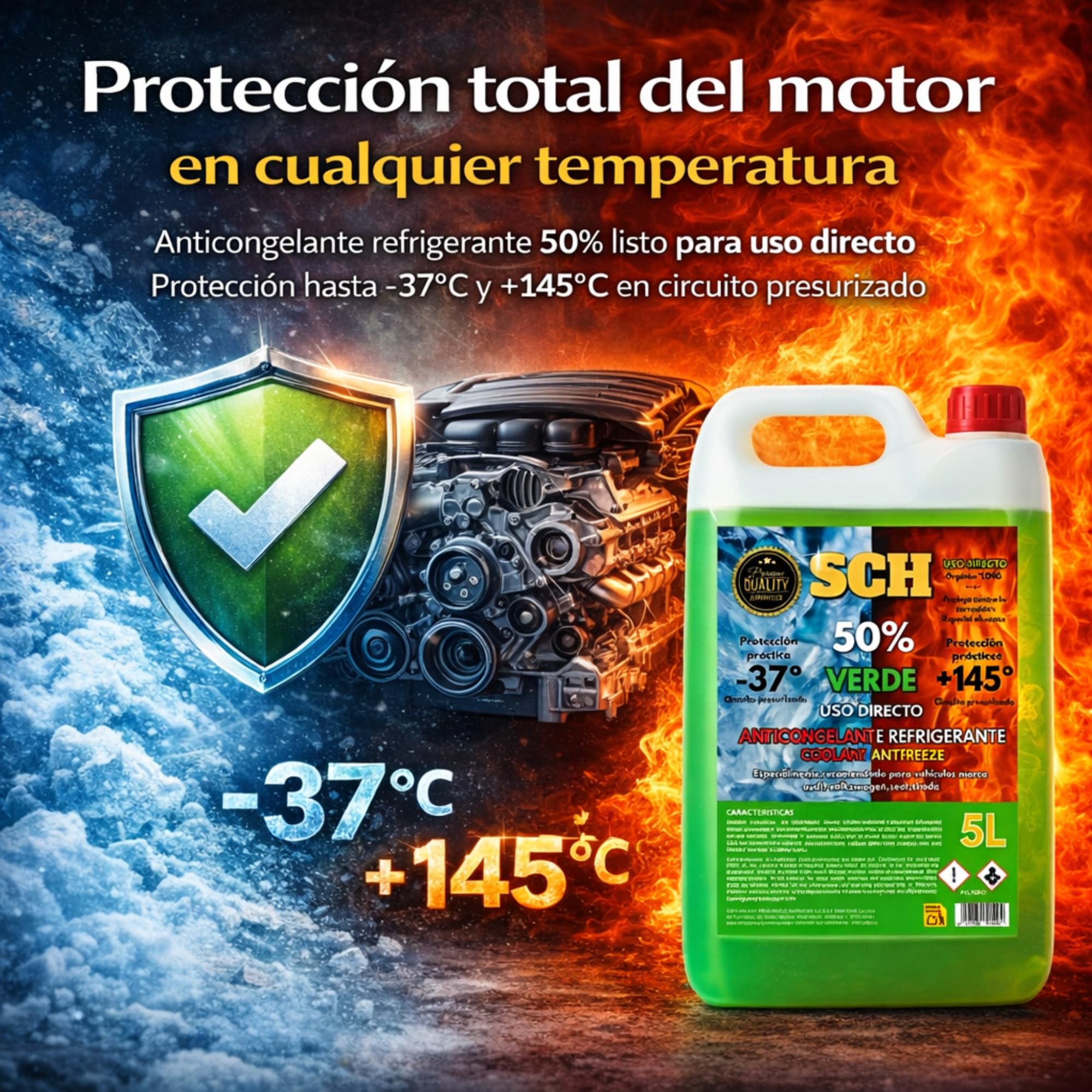 Proquimar Anticongelante 50% (-37ºC) Color Verde Luminoso. Garrafa de 5 litros — view 2