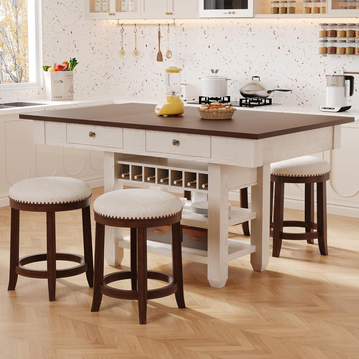 Jocisland 5-Piece Solid Wood Counter Height Dining Table Set