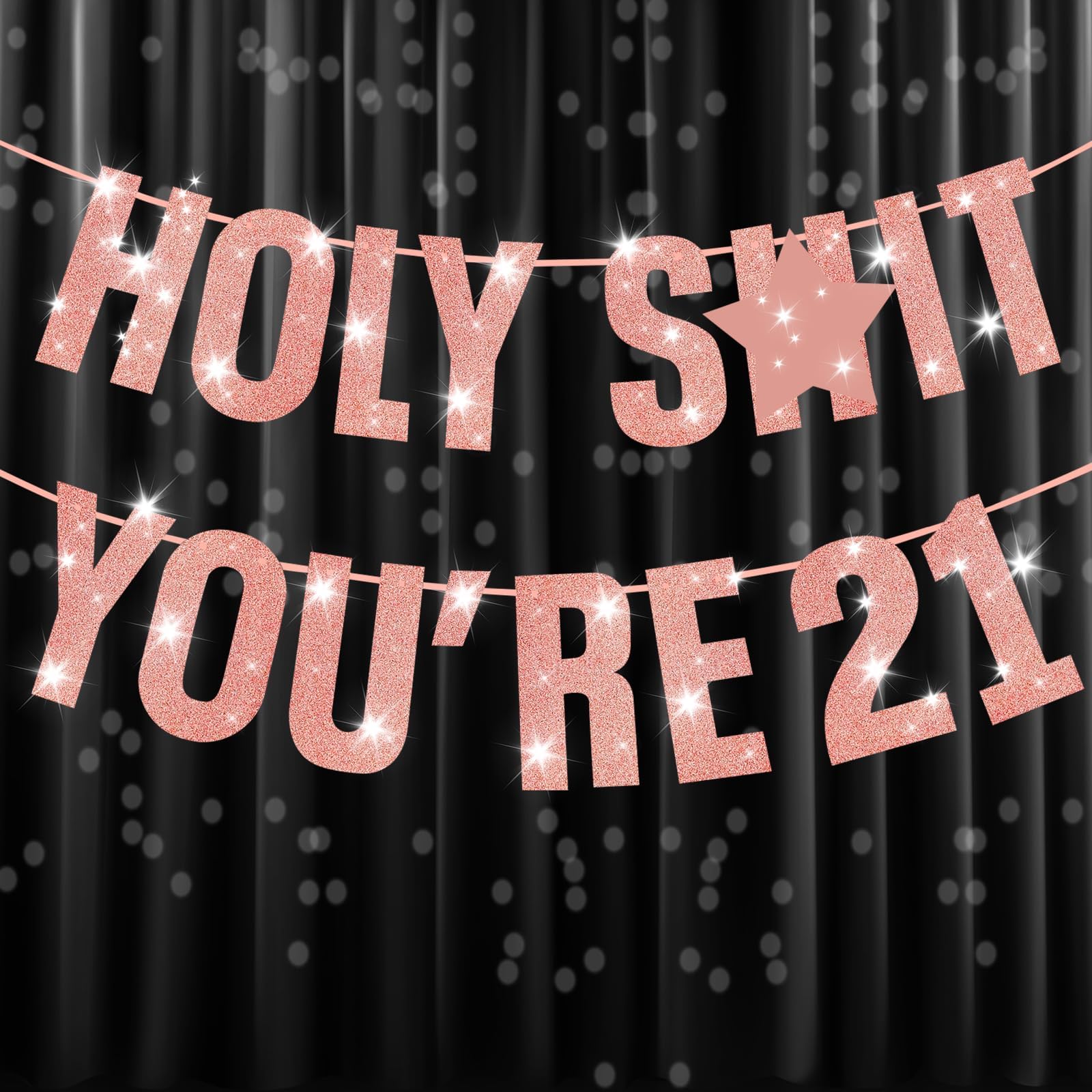 21st Birthday Decorations for Girls, Happy 21st Birthday Banners for Her, Rose Gold Glitter 21 Birthday Banner Party Decor Sign, 21 Years Old Funny Banner Party Supplies