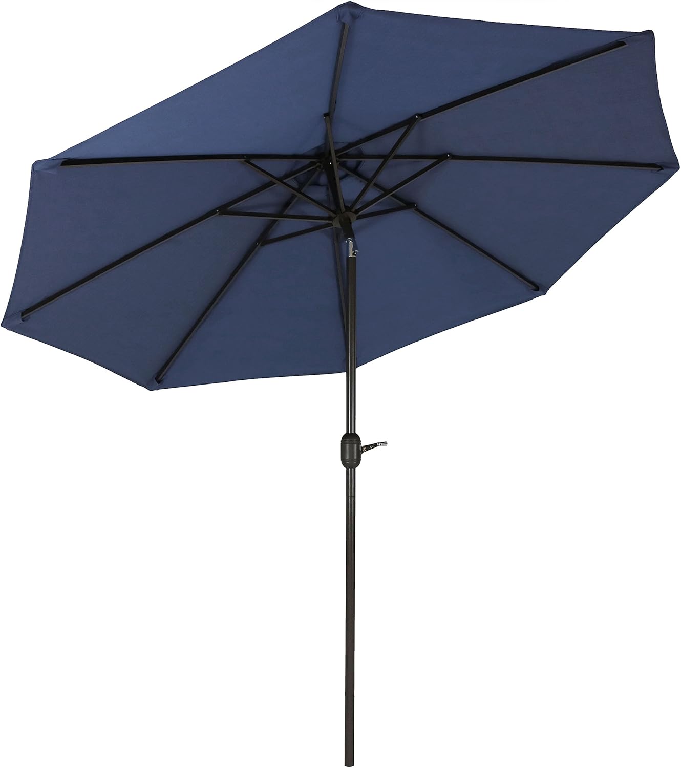 Sunnydaze 9-Foot Patio Umbrella with Fade Resistant Canopy - Auto Tilt and Crank - Rust-Resistant Aluminum Pole - Navy Blue