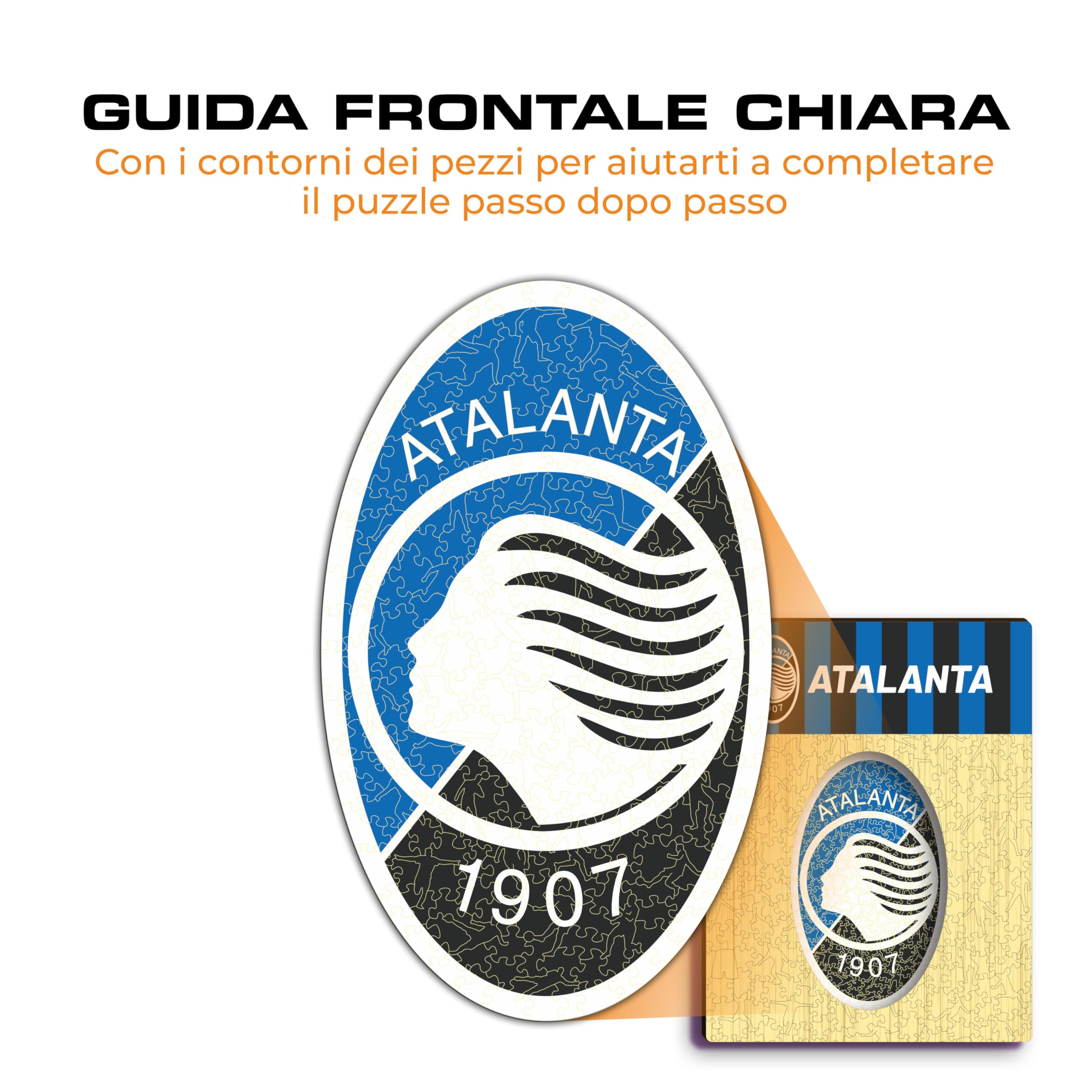 Iconic Puzzles - Atalanta, Logo, Puzzle di Legno con licenza ufficiale, 100% sostenibile, regalo per adulti e bambini, taglia S, 150 Pz