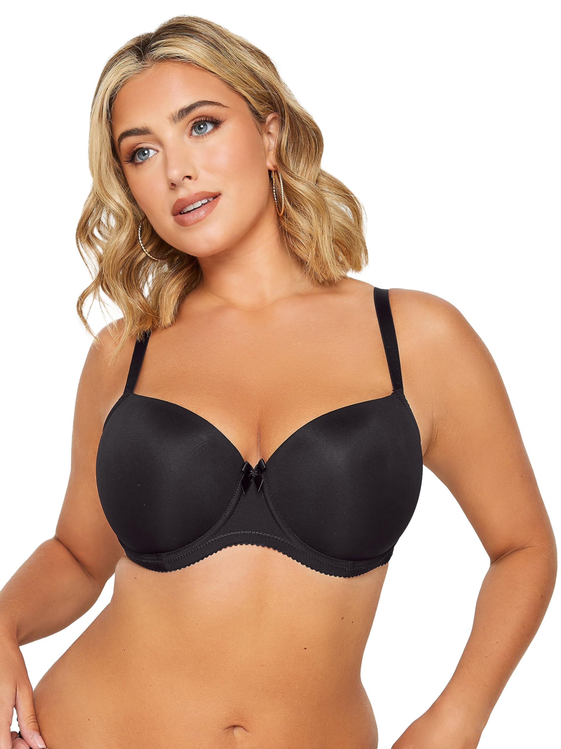 Yours Women's Black Moulded Underwired T-Shirt Bra - Plus Curve Size 46 / 46C