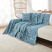 Vista 182 de VClife funda boho de sofá de felpilla para sofá seccional, funda antideslizante para sofá de 2 plazas, protector para mascotas con borlas, funda