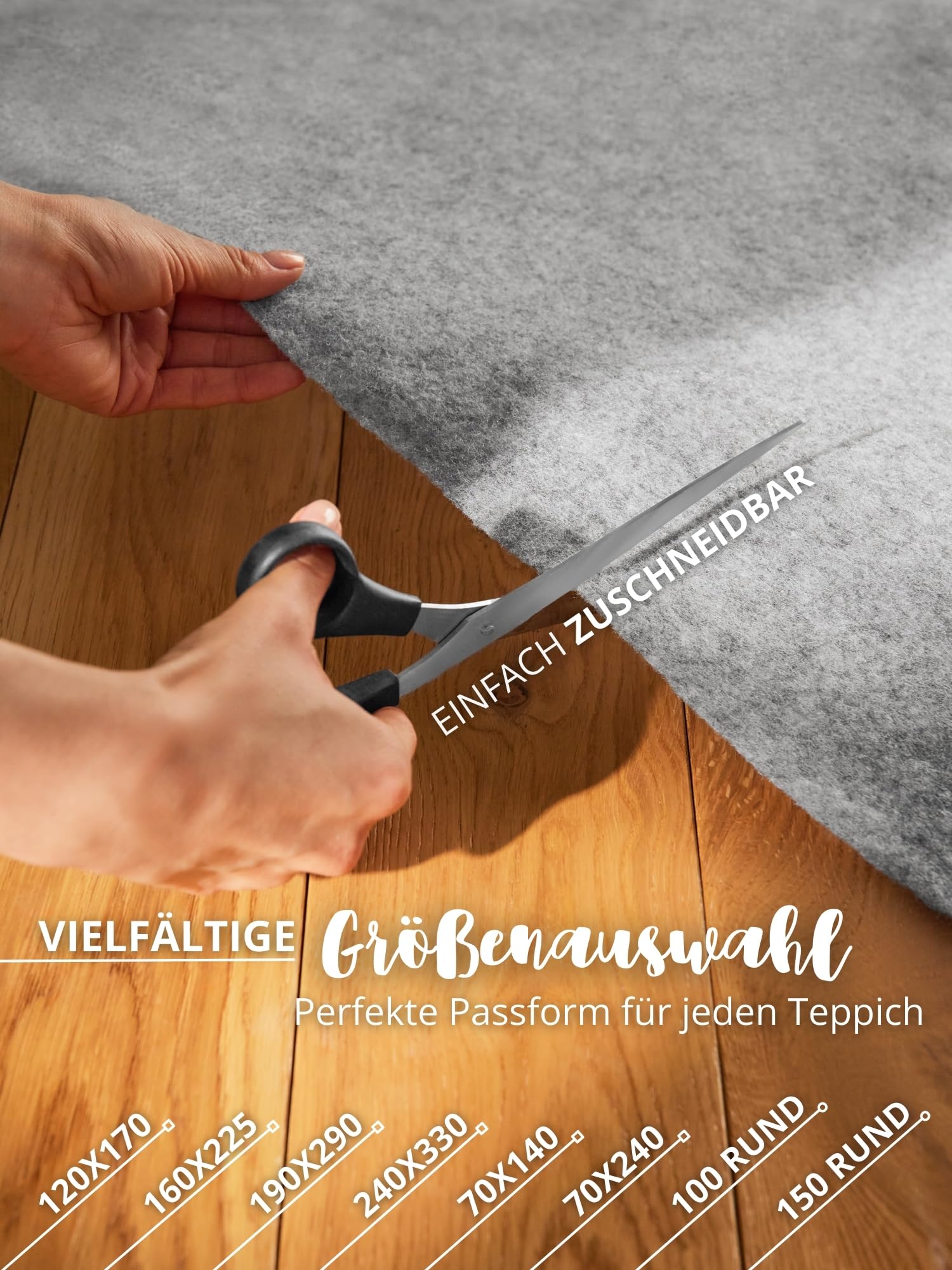 Hanse Home Base - Teppich Unterlage Grip, rutschfestes Teppichpad, Anti-Rutsch-Matte dünn, zuschneidbare Rutschmatte, Teppich Stopper, Universeller Gleitschutz für Boden, Schubladen - Grau, 240x330cm
