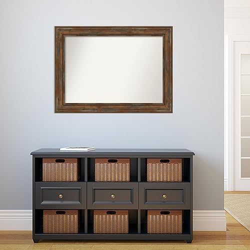 Miniatura 5 de Amanti Art Brown Bathroom Mirror for Over Sink, 28x38 Custom Made Alexandria Rustic Brown Rectangle Vanity Mirror, Large Country Rustic Wood Frame,
