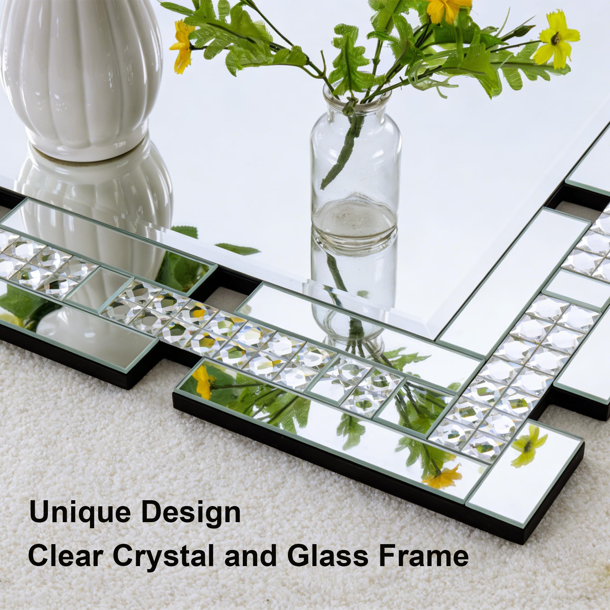 Chende Crystal Mirror for Wall Decor Living Room, 36