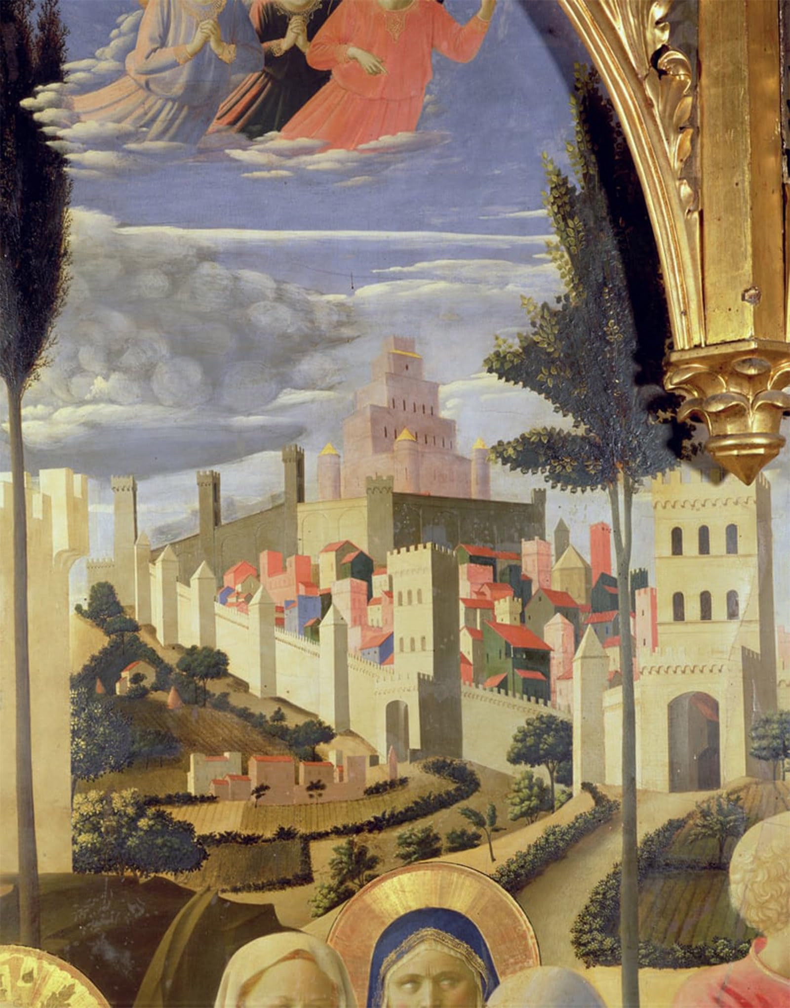 ARTXLXXBN Famous Prints Artwork Pictures Poster Painting Art Santa Trinita Altarpiece the City of Jerusalem and the Temple of Solomon by Fra Angelico Artwork Landscape Pictures for Home Decor 60x90cm