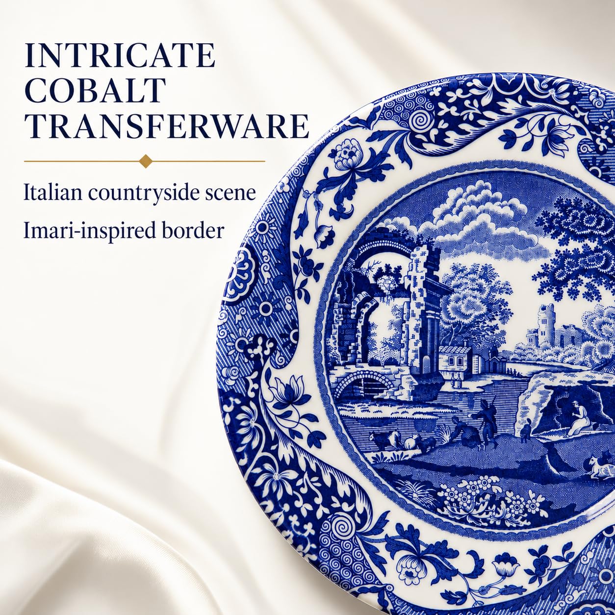 Spode Lot de 4 assiettes à pain et à beurre italiens Bleu
