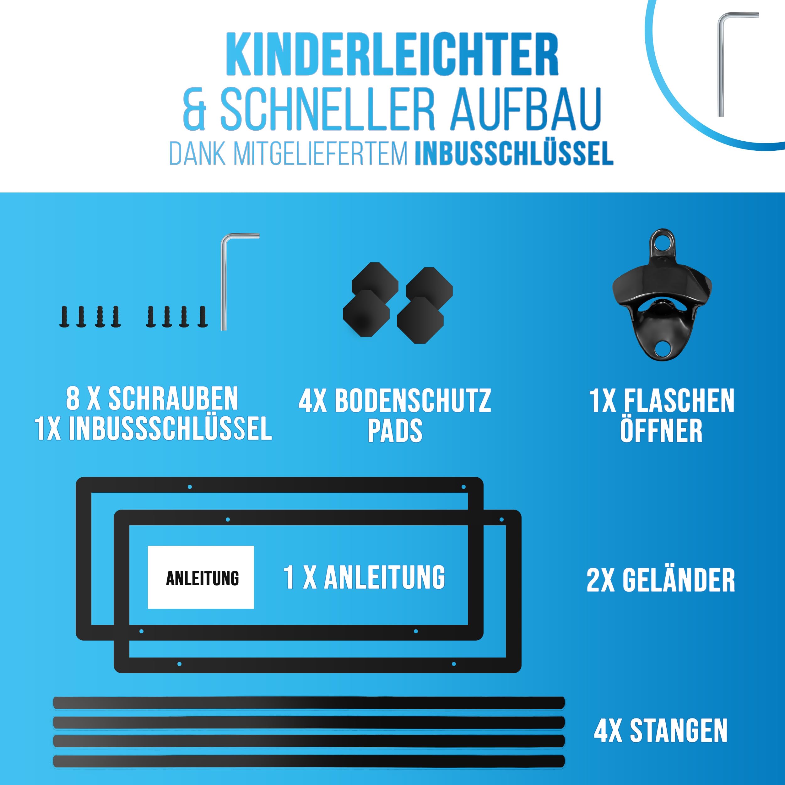 ATHELON® Getränkekistenregal für 6 Kisten - Platzsparendes Getränkeregal inkl. Flaschenöffner & Bodenschutz - Verbessertes Kistenregal [2024] - Getränkekistenhalter aus Metall