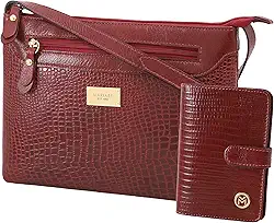 Kit Carteira + Bolsa Feminina Couro Legítimo Mariart Fechamento Zíper 2193+237