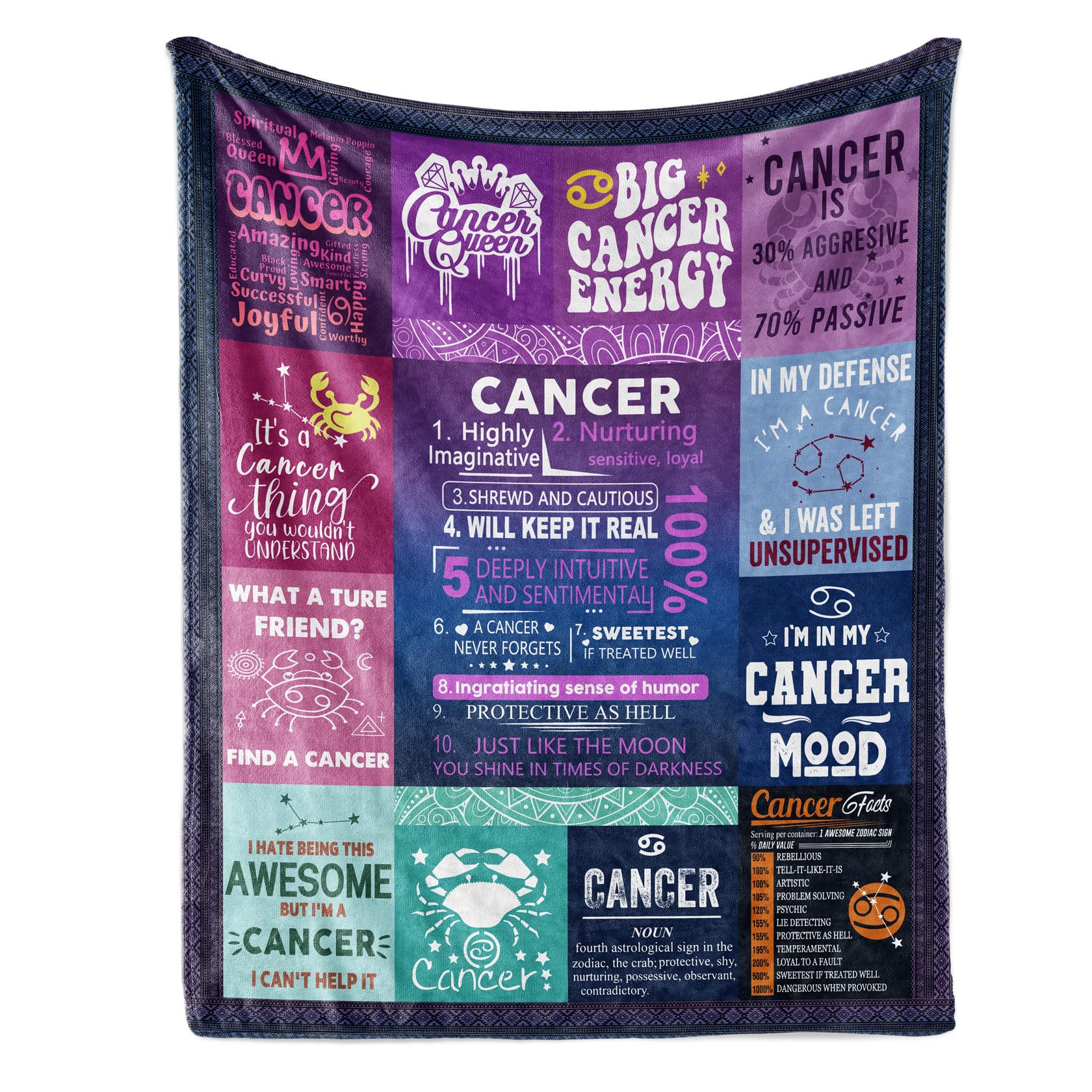 GOOMI Cancer Zodiac Throw Blanket, Gifts for Women Men, Astrology Birthday Present, 60" X 50"