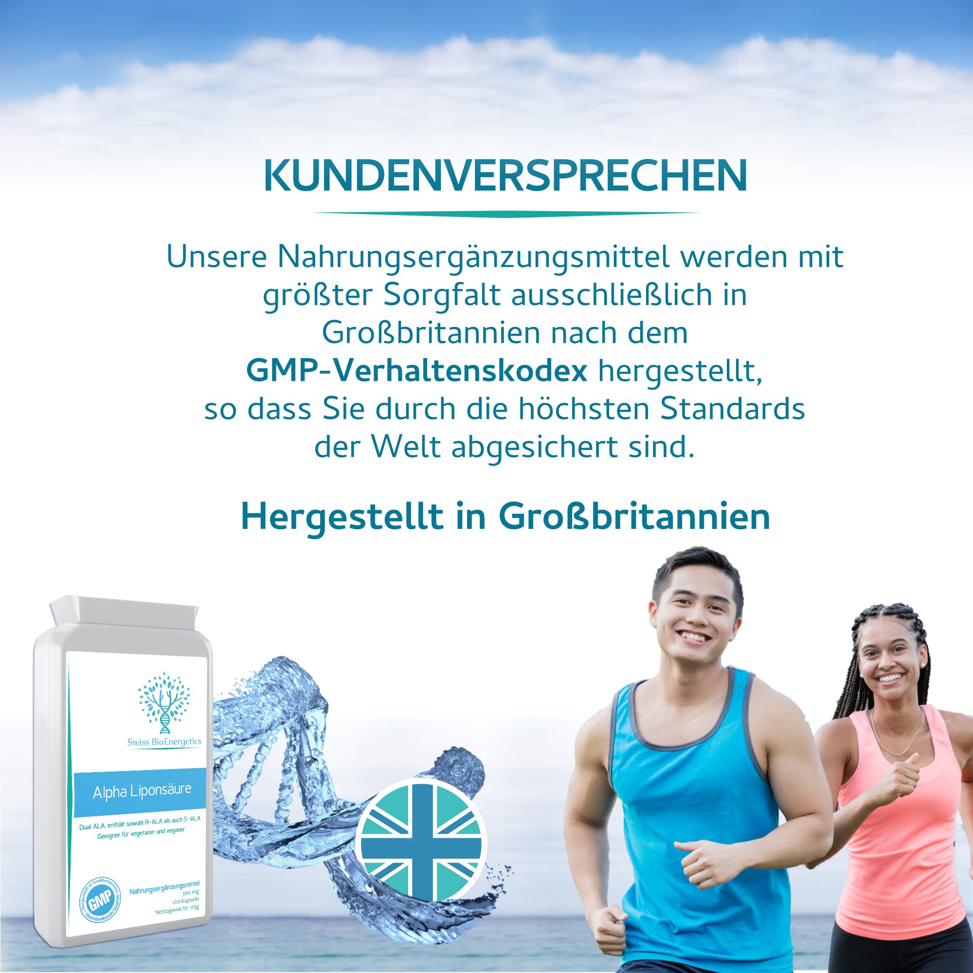 Alpha-Liponsäure 300mg, 120 Kapseln, Dual ALA (sowohl R-ALA als auch S-ALA), hergestellt in Großbritannien.
