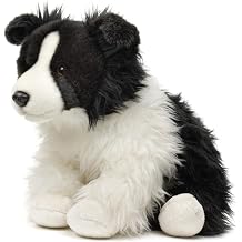 Uni-Toys - Border Collie black and white sitting without lead - 26 cm height - plush dog - plush toy cuddly toy