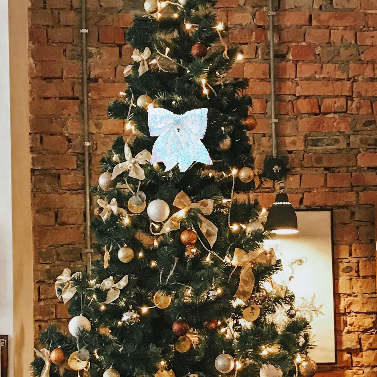 OUNONA Nœuds Décoratifs en Coton Perlé Blanc Scintillant Grand Nœud en Forme de Ruban Suspendu pour Sapin de Noël Ornements de Décoration Festive Réutilisables pour Couronne et Porte