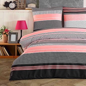 Buymax  Bed Linen 135 x 200 cm 100% Cotton 4-Piece Bed Linen Set Duvet Cover with 2 Pillowcases 80 x 80 cm Oeko-Tex Renforc  Cotton with Zip