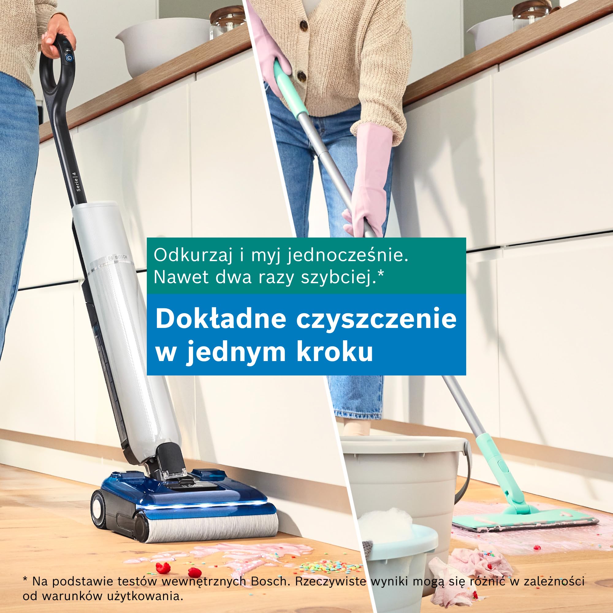 Bosch OneFlow Floor Washer, odkurzacz myjący 2w1, BHF41WS, biały