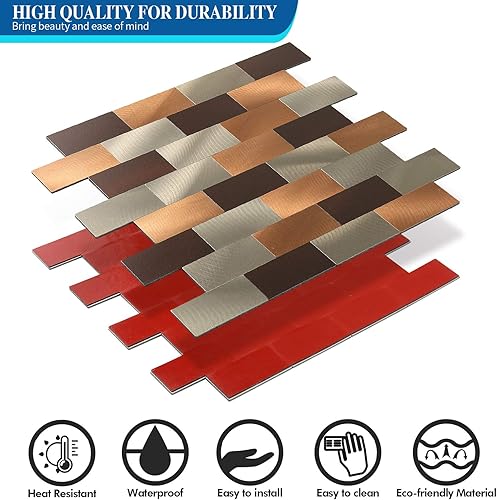 Miniatura 6 de Yipscazo - Salpicaduras de azulejos de acero inoxidable para pared de cocina