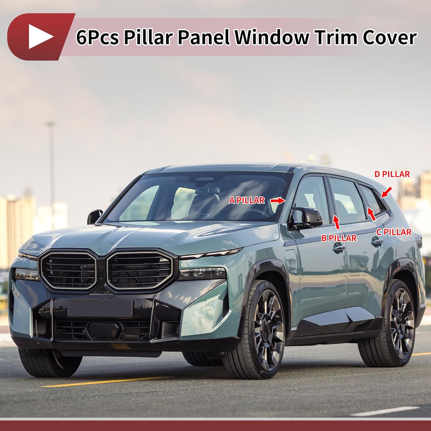 Door Pillar Window Trim Anti Scratch Sticker Pillar Posts Door Outer Exterior Cover for KIA Sorento 2015-2020 Black Front Rear Left Right