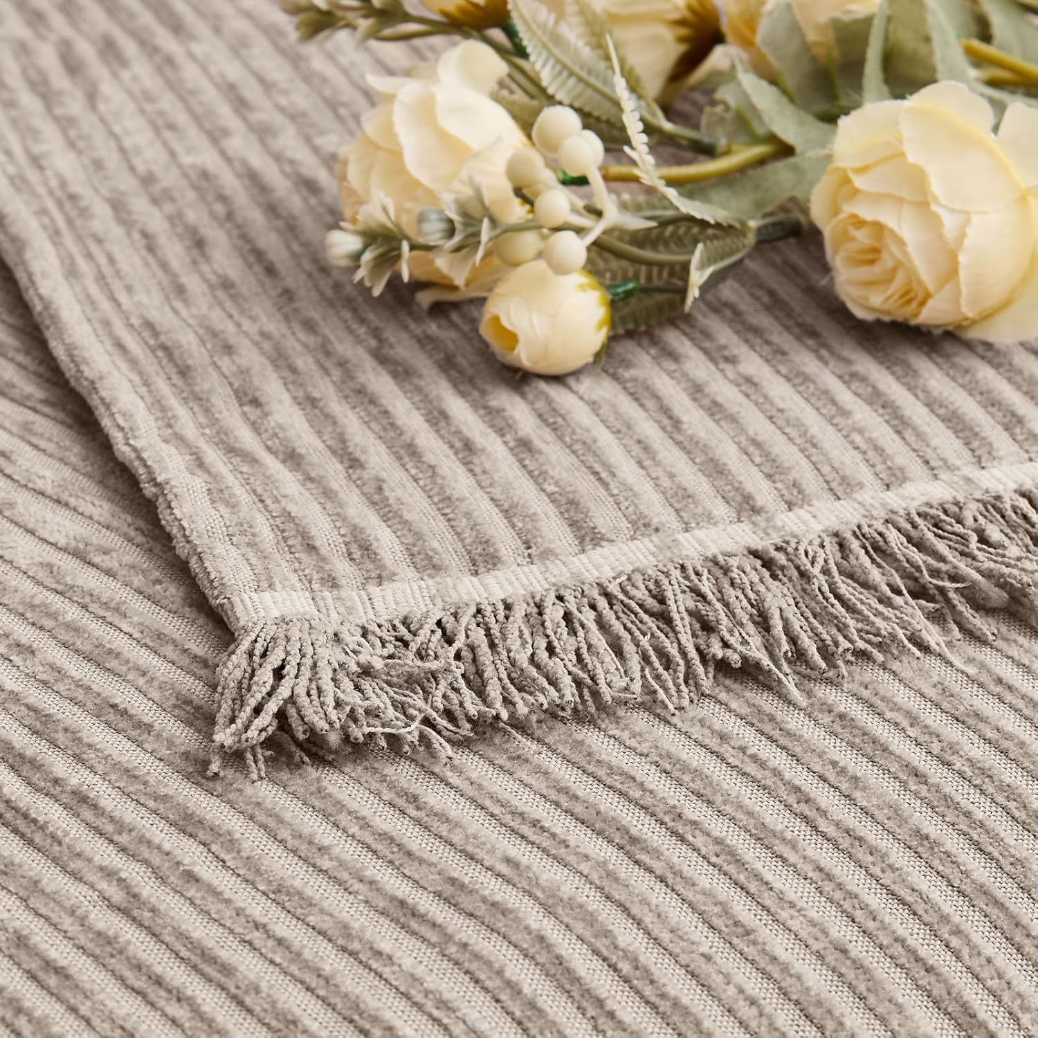 LOMAO Couch Cover Sofa Covers for 3 Cushion Sectional Couch Covers L Shape Couch Cover with Tassel Sofa Protector Washable Reversible Chenille Sofa Slipcover for Pet (Khaki,Medium(71 * 102))
