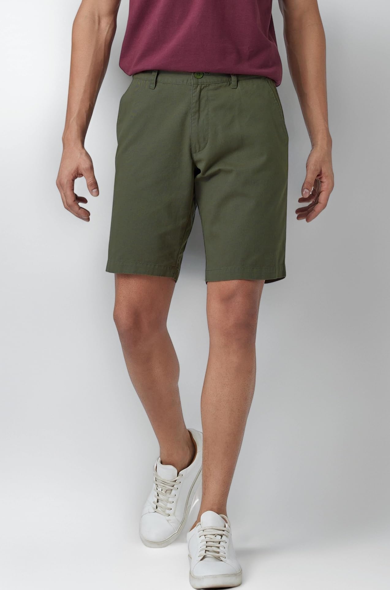 XYXX Men's Element Chino Shorts | Solid Straight Fit | 100% Cotton with Dual Pockets & Plus Sizes