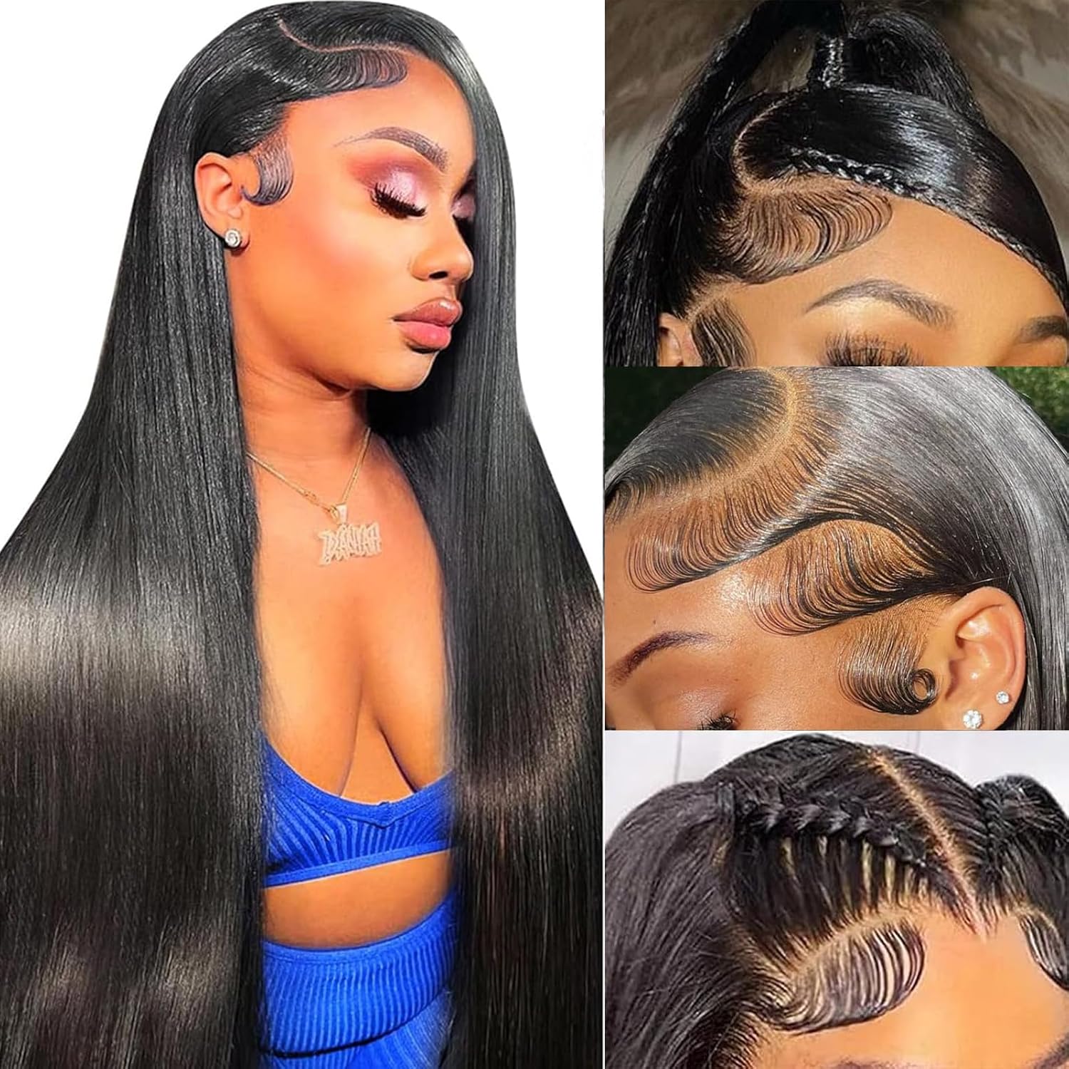 13x6 Lace Front Wigs Human Hair 28 Inch Straight HD Transparent Lace Front Wigs Human Hair Pre Plucked Natural Color 200 Density With Baby Hair for Women