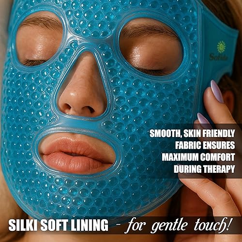 Miniatura 7 de Máscara facial de gel frío y caliente, reduce las ojeras hinchadas, bolsas debajo de los ojos, migrañas, alivio del estrés, paquete de terapia de